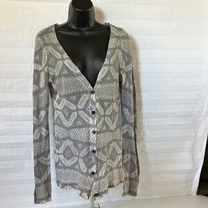 Lux Women’s Light Gray Design Button Down Blouse – Size Small